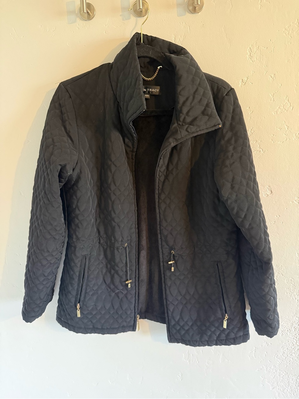 Ellen Tracy Quilted Black Jacket with Fleece Lining